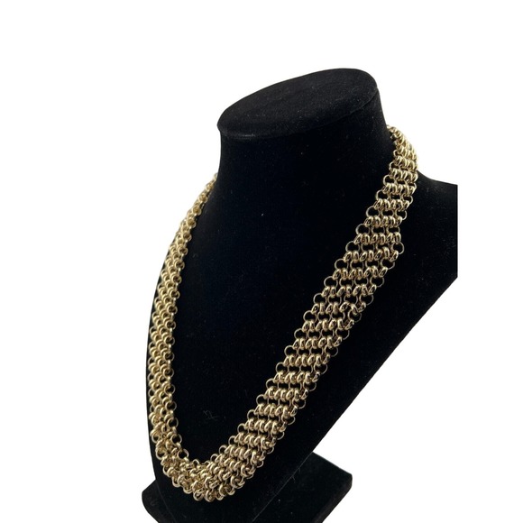 Vintage Women's Gold-Tone Layered Open Intertwined Oval Link Chain Necklace - Picture 2 of 5